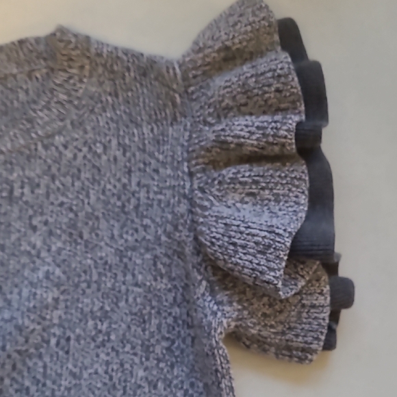 M Club Monaco Eris Ruffle Sleeve Marled Merino Wool Sweater Top NWOT - Picture 7 of 8